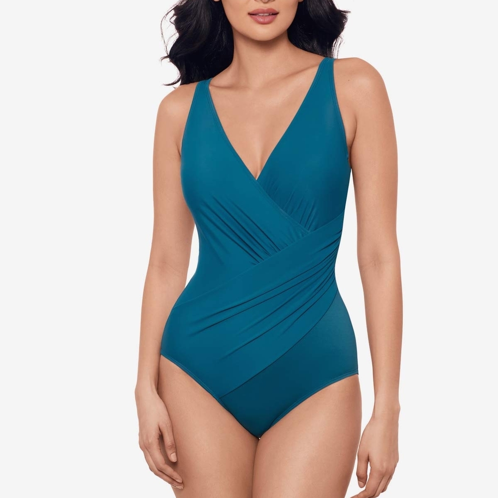 Miraclesuit Blue Wrap One-Piece Swimsuit